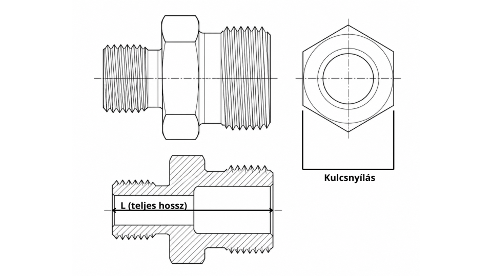 Egyenes adapter 3/4″-1″ 60°-os kúp - Image 5